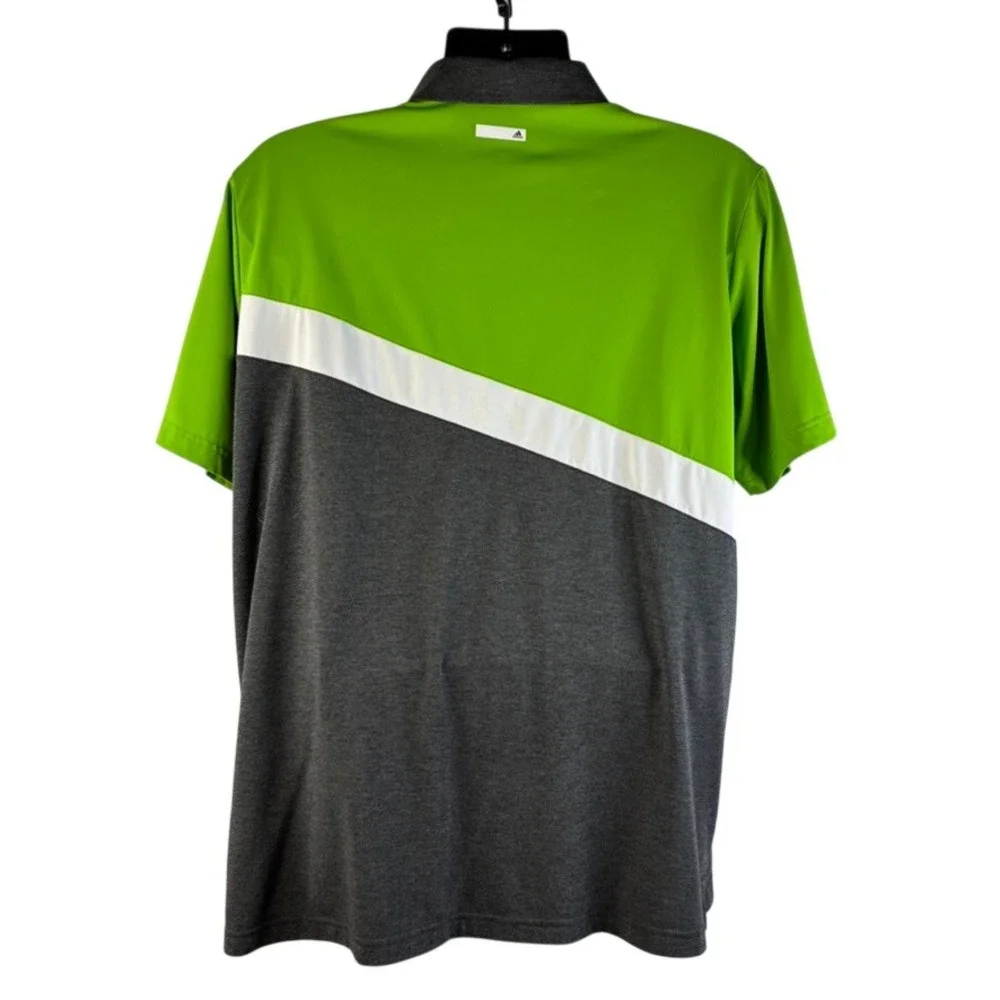 Adidas Golf Mens XL Climalite Polo Shirt Lime Green Grey‎ Colorblock Activewear
